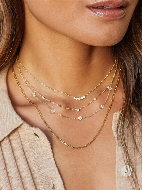 Dainty Silver Gold Necklaces for Women Trendy Non Tarnish 14K Gold Plated Cubic - Picture 9 of 9